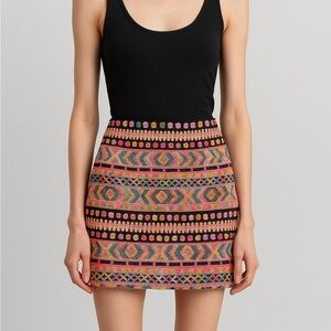 Vibrant Sequin Geo Mini Skirt — Y2K Festival Statement Ibiza Summer L